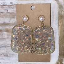Iridescent Glitter Hoops with Pearl