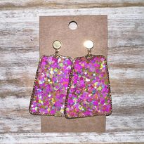 Colorful Pink Glitter Hoops
